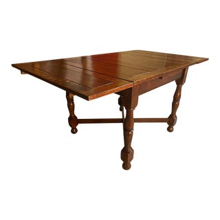 1900s Solid Tiger Oak Draw Leaf Dining Table Made in England For Sale