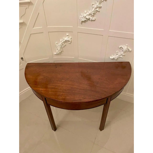 Wood Antique George III Mahogany Demi-Lune Console Table For Sale - Image 7 of 12