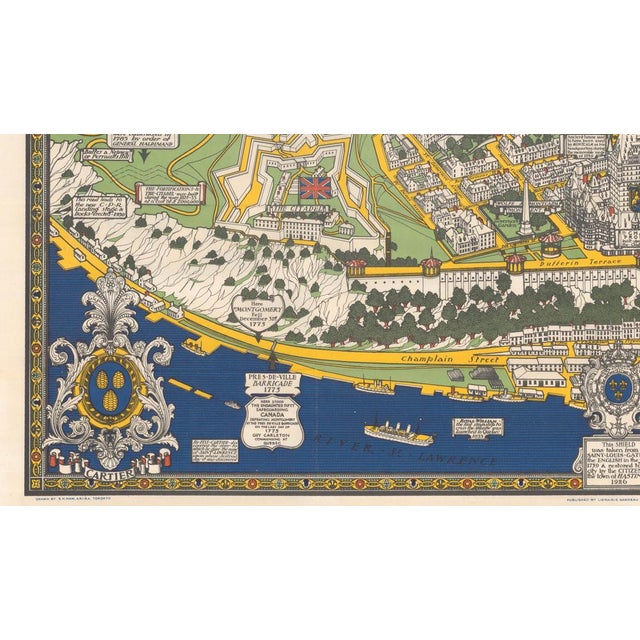 Paper Quebec City Pictorial Map, 1932 For Sale - Image 7 of 9