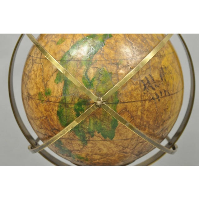 Late 20th Century Vintage Italian Regency Style Brass & Wood Old World Globe Table Lamp by Hart For Sale - Image 5 of 18