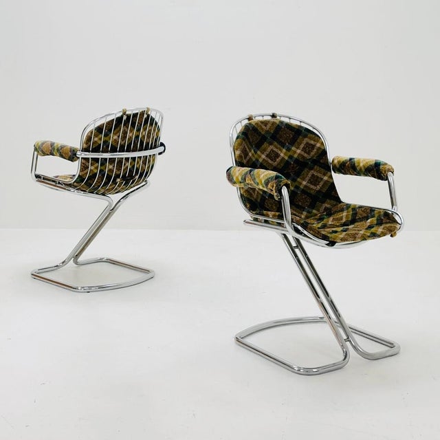 pace Age Chrome & Velvet Dining Room Chair by Gastone Rinaldi, 1970s For Sale - Image 5 of 5