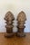 Gorgeous Pair of Vintage Carved Wood Garden Acorns on Pedestal. Hand carved. In good condition, but does have some loss...