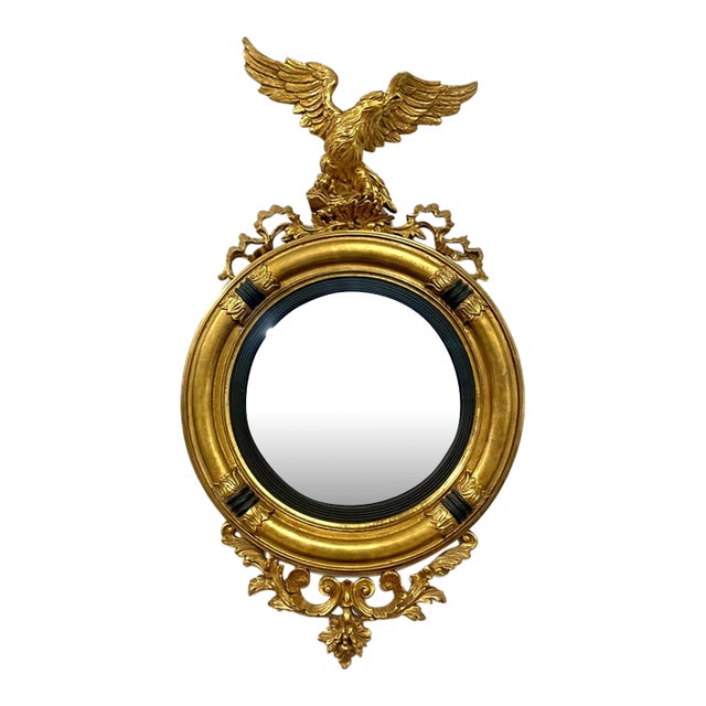 Reproduction Federal Style Gold Leaf Mirror With Eagle For Sale