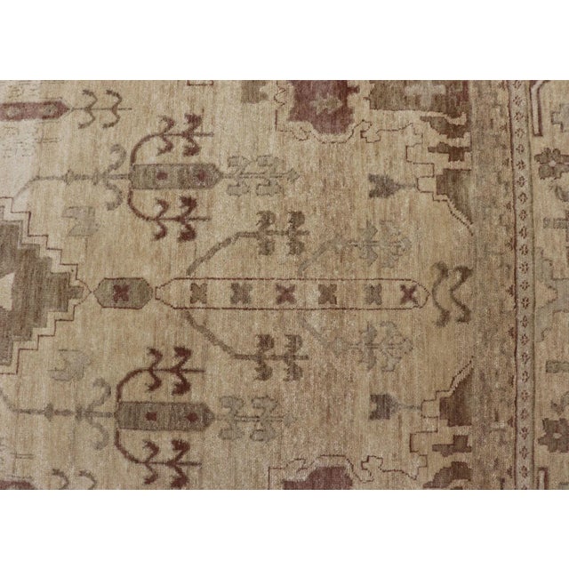 Taupe Indian Floral Medallion Oushak Area Rug by Keivan Woven Arts For Sale - Image 8 of 11