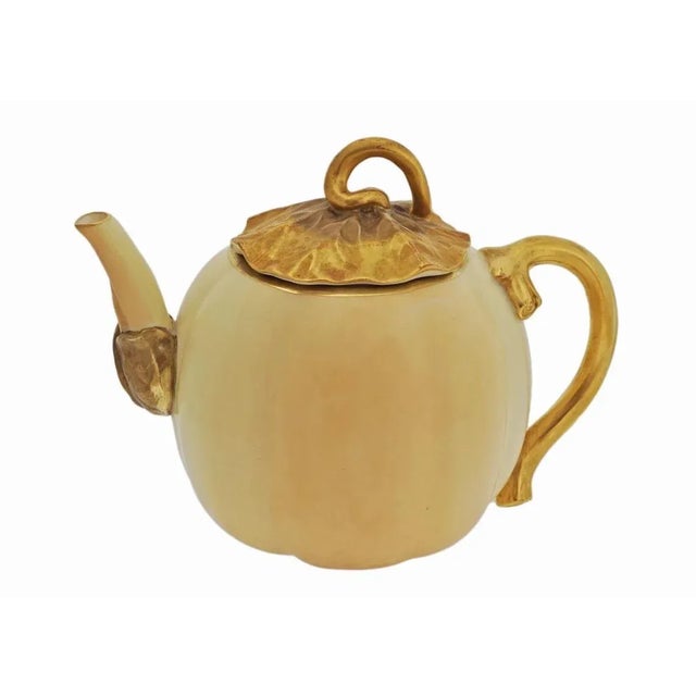 Modern Late 19th Century Pumpkin Royal Worcester Tea Set - Set of 3 For Sale - Image 3 of 10
