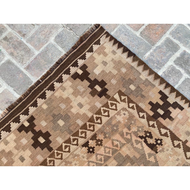 Handwoven Vintage Kilim Rug in Beige, Brown and Soft Gray, 9.6 X 16.1 Ft For Sale - Image 12 of 15