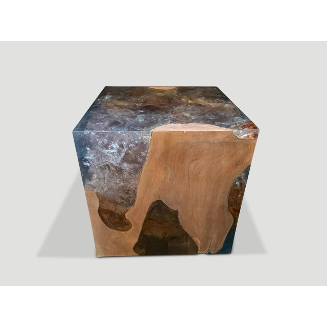 Andrianna Shamaris St. Barts Teak Wood And Resin Side Table For Sale In New York - Image 6 of 6