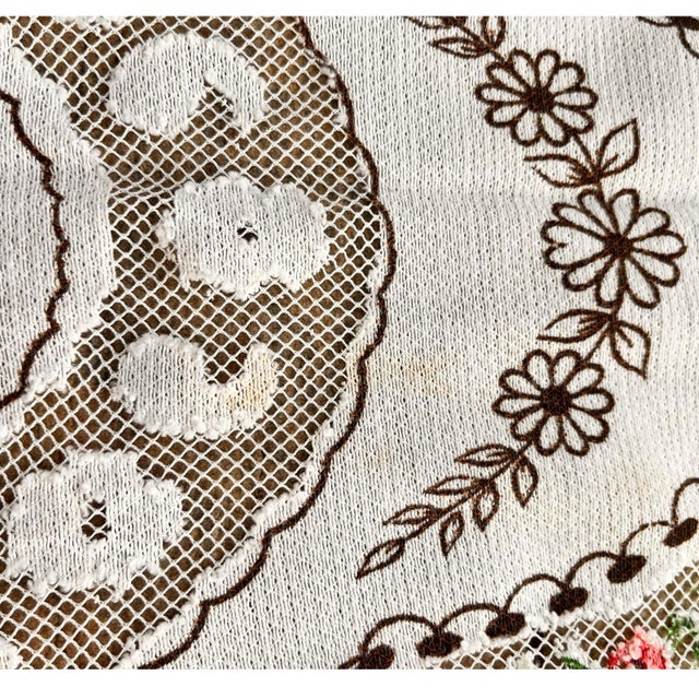 Farmhouse 83" X 55" Vintage Tablecloth 5 Piece Napkins Floral Early 20th Century Farmhouse Traditional Edwardian Victorian Shabby Chic For Sale - Image 3 of 17