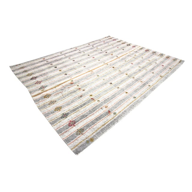 Vintage Striped Turkish Modern Kilim Rug-6'11'x9'6" For Sale - Image 4 of 7