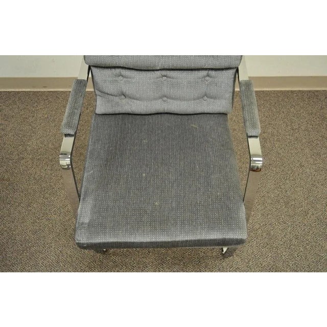 Late 20th Century Mid Century Modern Milo Baughman Style Chrome Steel Cantilever Arm Chairs - Pair For Sale - Image 4 of 12