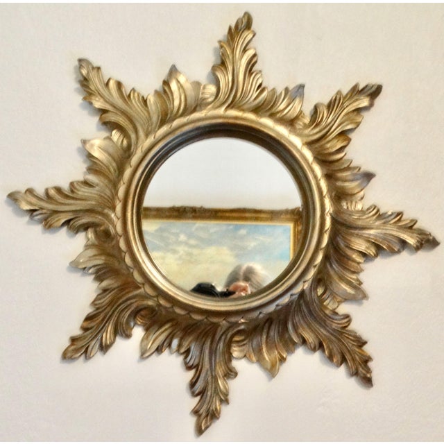 Wood Vintage Italian Gilt Sunburst Mirror For Sale - Image 7 of 11