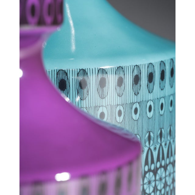 Ceramic Turquoise and Purple Porcelain Vases by Hans Theo Baumann for Rosenthal, 1964, Set of 2 For Sale - Image 7 of 14
