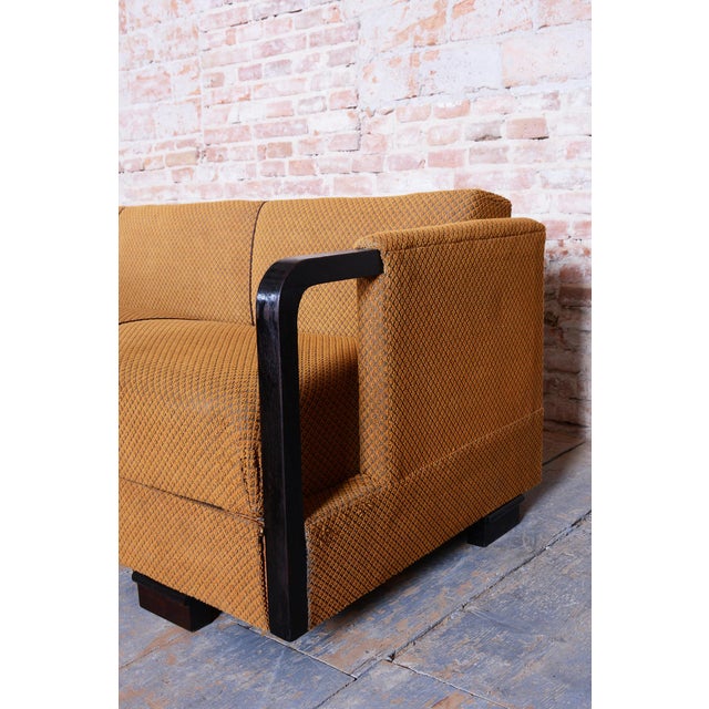 Czech Art Deco Sofas and Lounge Chairs in Beech and Oak attributed to Jindrich Halabala for Up Závody, 1930s, Set of 3 For Sale - Image 3 of 18