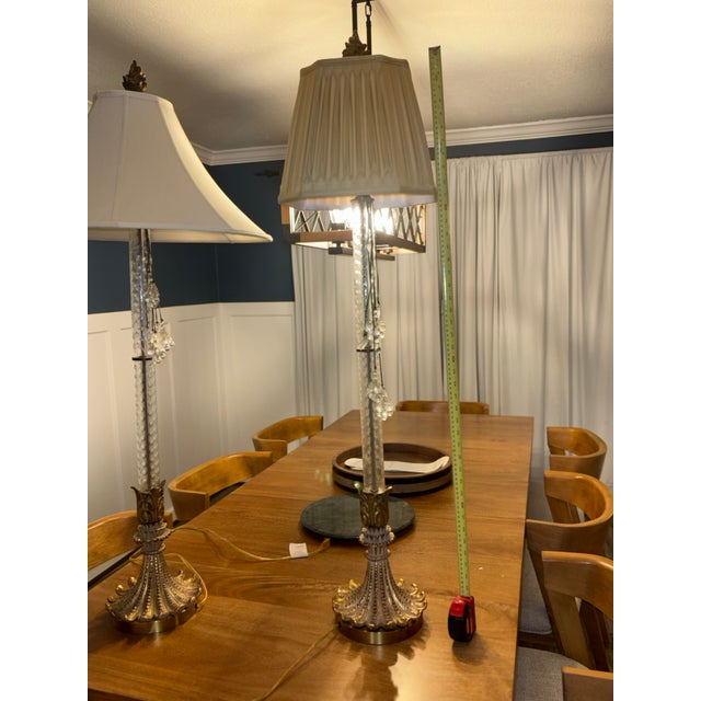 Neoclassical 1980s John Richard’s Collection Neoclassical Brass and Crystal Corinthian Column Floor Lamp - a Pair For Sale - Image 3 of 15