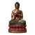 Vintage Painted Copper Buddha Statue on Double Lotus Base For Sale