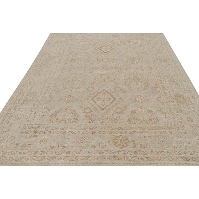Rug & Kilim’s Oushak Style Rug in Beige-Brown With Floral Patterns For Sale In New York - Image 6 of 7