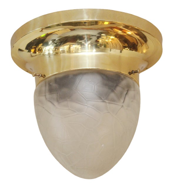 Art Nouveau Ceiling Lamp in Brass and Glass, 1890s For Sale