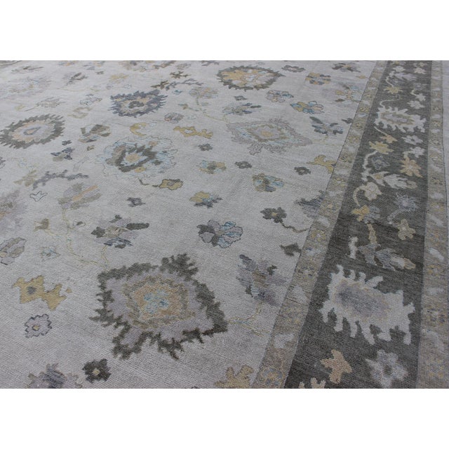 Textile Keivan Woven Arts - Very Large Turkish Oushak Rug With Neutral Color Palette and All-Over Design For Sale - Image 7 of 11