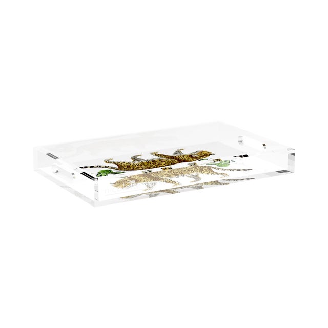 Illustration Leopard Seeing Double White Acrylic Rectangle Decorative Tray, Small For Sale - Image 3 of 9