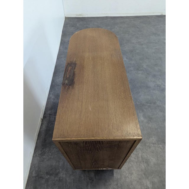 Wood Serving Bar Cart in Oak and Sycamore Veneer, 1950s For Sale - Image 7 of 9