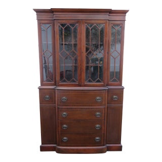 Maddox Mahogany Breakfront China Display Cabinet Cupboard For Sale