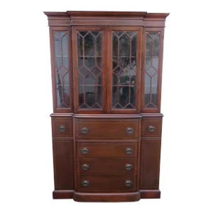 Maddox Mahogany Breakfront China Display Cabinet Cupboard