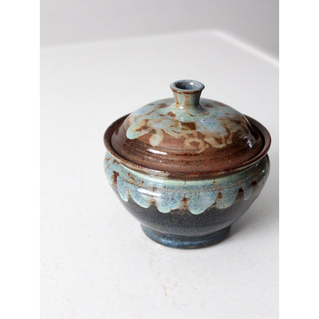 Vintage Handmade Pottery Bowl With Lid For Sale - Image 10 of 10