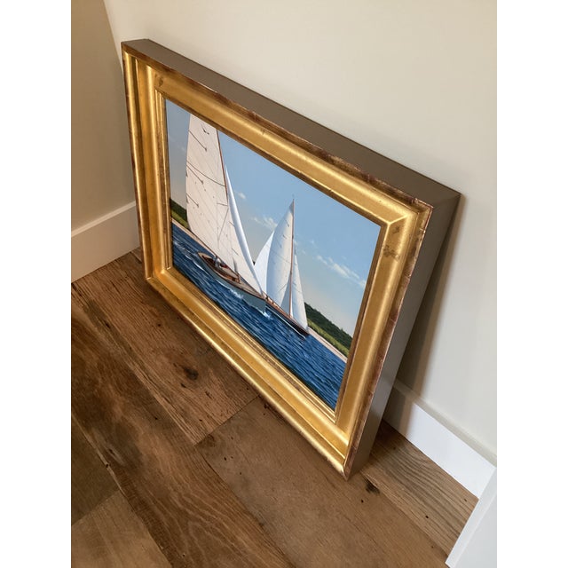 Textile ‘Racing Alerions’ by Forrest Rodts (Original Signed Oil Painting) For Sale - Image 7 of 12