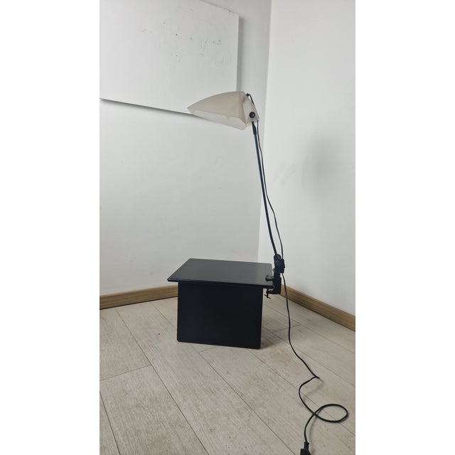 Black 1980s Design Clamp Lamp, Dilem E63 Model, Umberto Riva for Fontana Arte by Umberto Riva For Sale - Image 8 of 14
