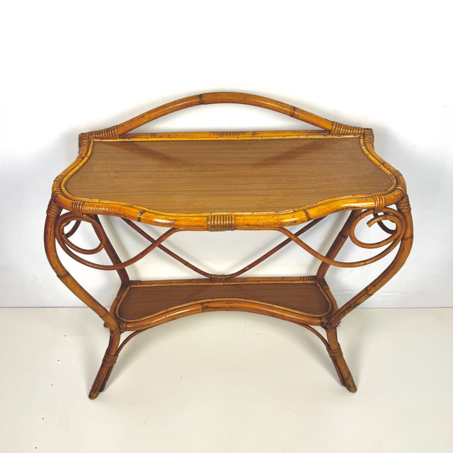Mid-Century Modern Mid-Century Bamboo and Rattan Entry Console, Italy, 1970s For Sale - Image 3 of 6
