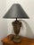 Metal 2000s Chapman Bronze Table Lamp With Black Shade For Sale - Image 7 of 8