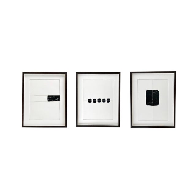 Contemporary Modern Abstract Black and White MixedMedia Paintings
