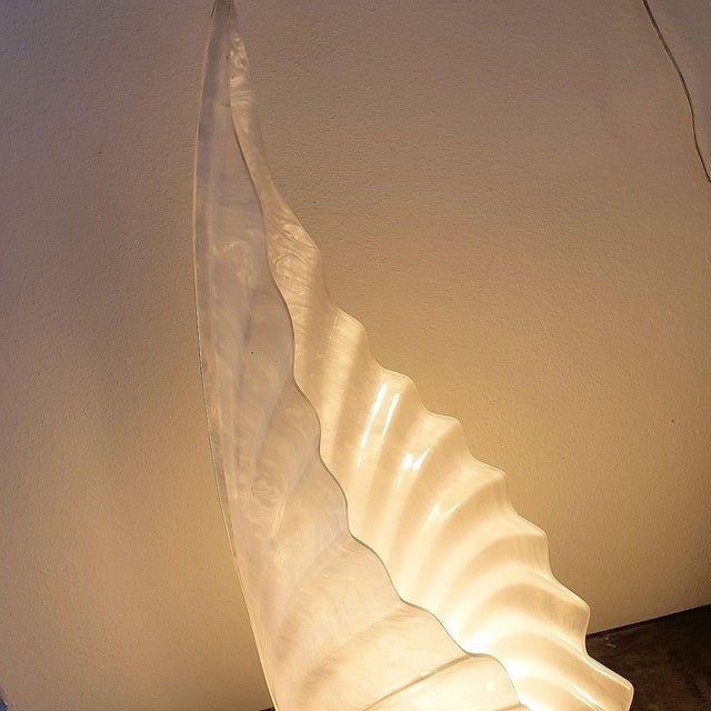 Plastic 1960s Mid Century Modern Shell Lamp Stamped Rougier For Sale - Image 7 of 13