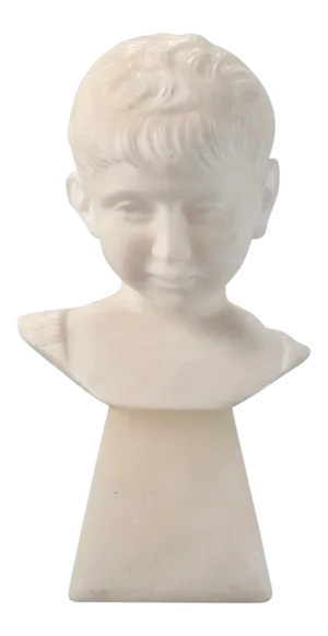 1950s Sculpted Marble Bust of a Boy