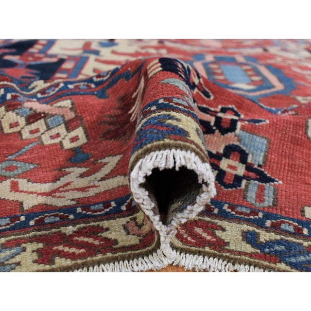 Ivory Late 19th Century Ivory, Antique Persian Karajeh Serapi, Denser Weave, Good Condition, Pure Wool, Hand Knotted, Oriental Rug For Sale - Image 8 of 13