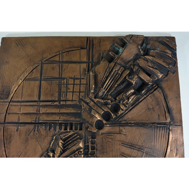 Italian Abstract Sculpture Art Copper Panel For Sale - Image 4 of 13