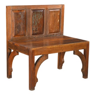 1960s Rustic Farmhouse Reclaimed Teak Wood Entryway Bench For Sale