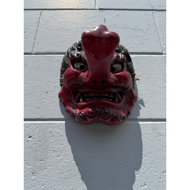 Vintage Japanese Red Lacquer Tengu Wall Mask For Sale - Image 4 of 7