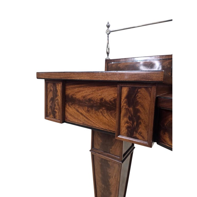 Late 19th Century Monumental Antique English Regency Revival Flame Mahogany Executive Desk For Sale - Image 12 of 12