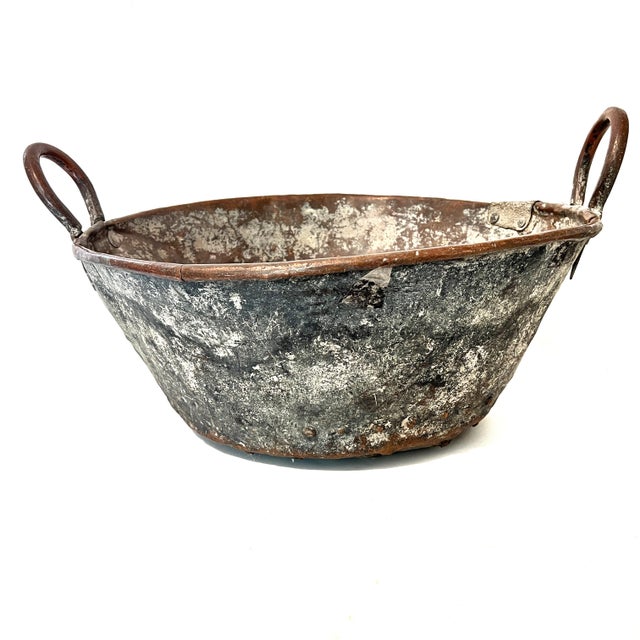 Farmhouse 19th Century Monumental Hand-Hammered Primitive Copper Basin For Sale - Image 3 of 16