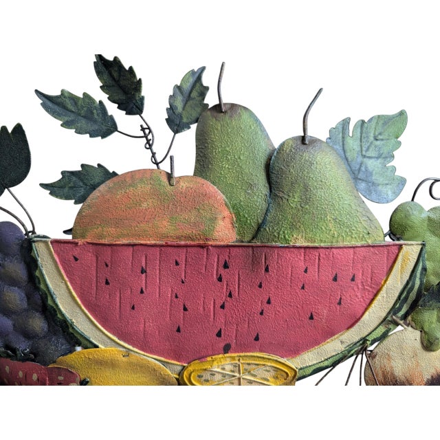 Vintage Painted Tole Metal Fruit Wall Sculpture For Sale In Charlotte - Image 6 of 15