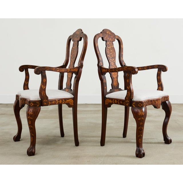 Set of Ten Dutch Baroque Style Walnut Mahogany Dining Chairs | Chairish