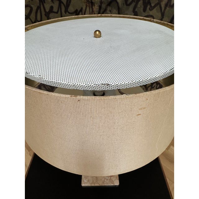 Lightolier 1950s Polished Brass & Marble Table Lamp Attributed to Gerald Thurston for Lightolier For Sale - Image 4 of 12
