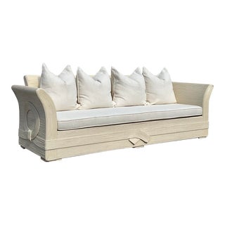 Vintage Coastal Cerused Pencil Reed Sofa For Sale