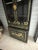 Paint Vintage Korean 1960's Black Lacquer Chinoiserie Display Cabinet With Gilt Relief – 80” Tall Curio Vitrine For Sale - Image 7 of 10
