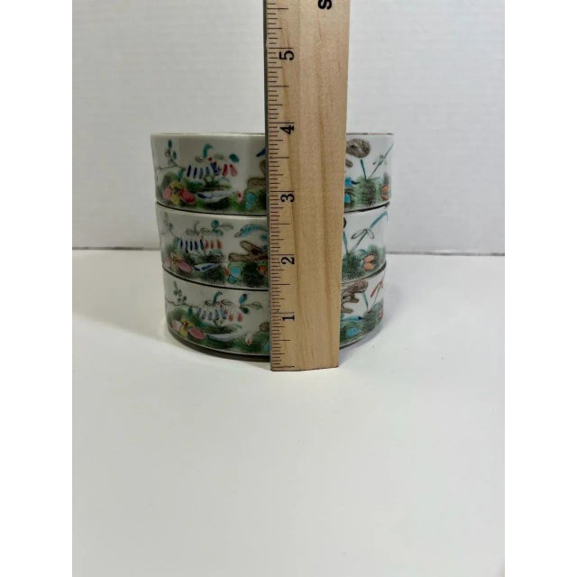 Ceramic Antique Famille Rose Qing Dynasty Chinese Polychrome Porcelain Stacking Food Boxes For Sale - Image 7 of 8