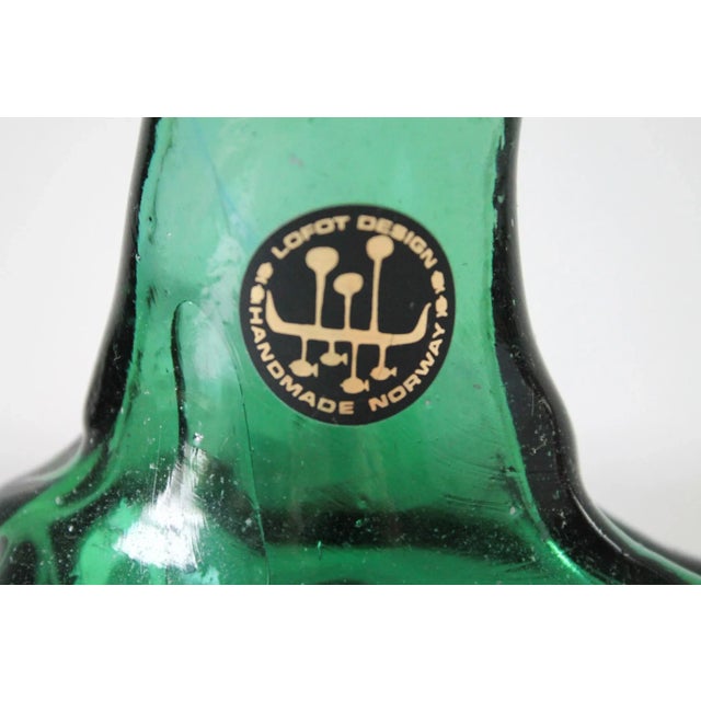 Vintage Norwegian Green Glass Vase / Bottle Lofot Design For Sale In Milwaukee - Image 6 of 9