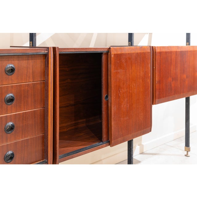 Italian Teak 4-Section Bookcase,1950s For Sale - Image 4 of 17