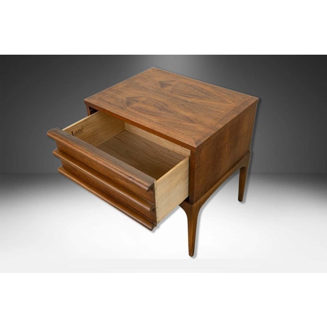 Brown 1960s Mid-Century Lane Rhythm Series Walnut Nightstand End Table For Sale - Image 8 of 9