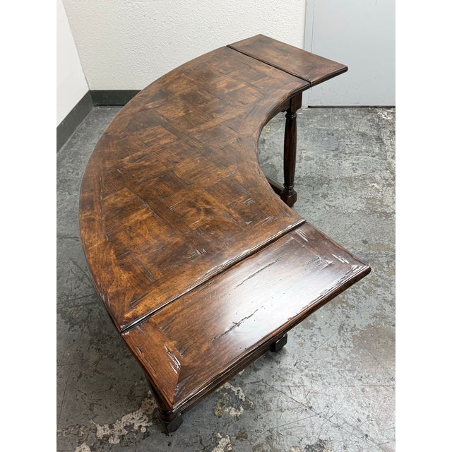 Wood Parquetry Kidney-Shaped Drop Leaf Writing Desk For Sale - Image 7 of 12